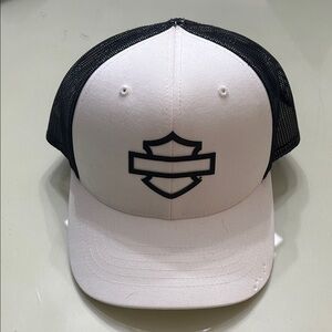 Harley Davidson White and Black Trucker Hat